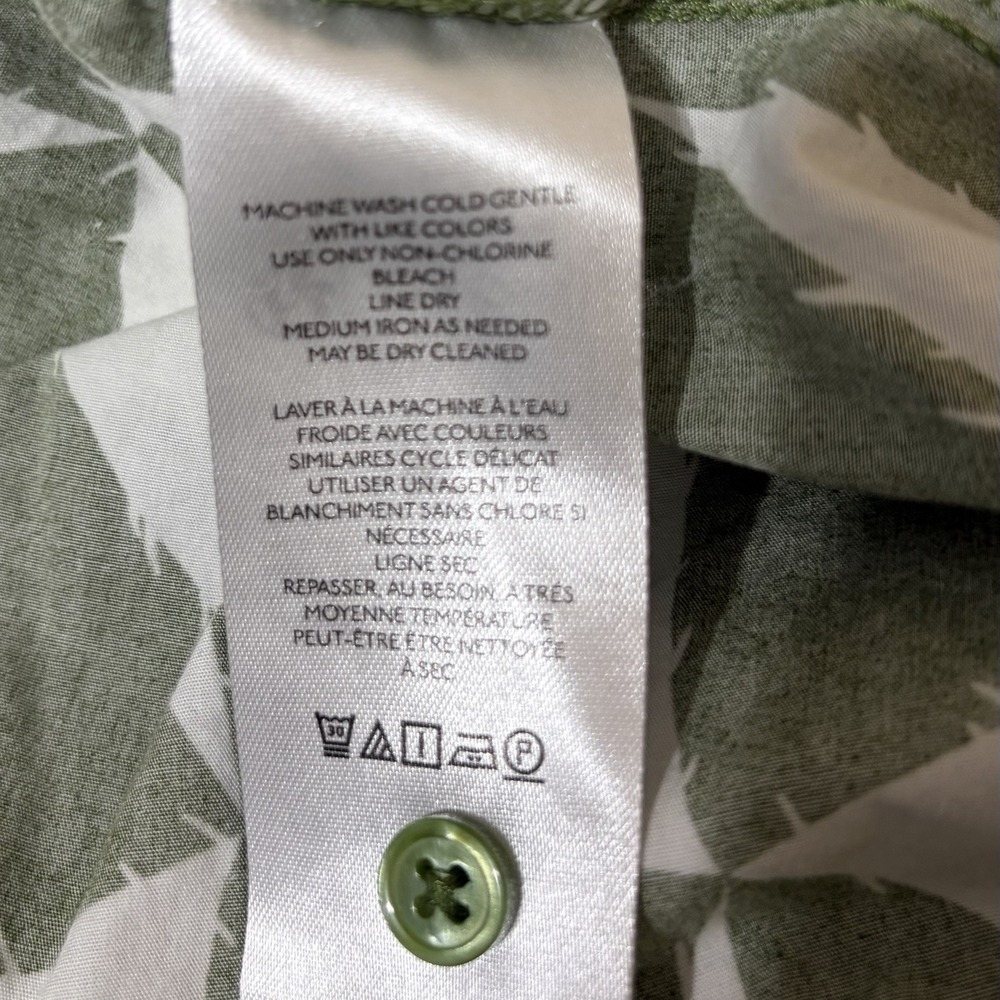 Anthropologie Maeve Bettina Tiered Shirt Dress M Green White Geometric Cotton - Picture 11 of 12